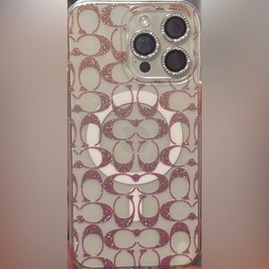 Coach Signature Glitter Pink Phone Case